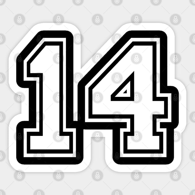 Number 14 Fourteen Back Sticker by AllWellia